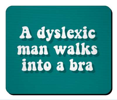 a dyslexic man walks into a bra funny witty pun stickers, magnet