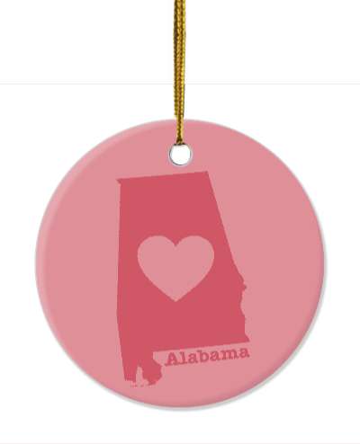 alabama state silhouette heart stickers, magnet
