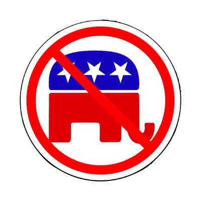 anti red slash rep republican elephant gop stickers, magnet