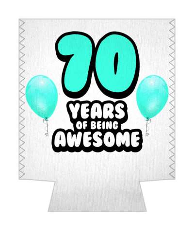 aqua balloons 70 years of being awesome 70th birthday stickers, magnet