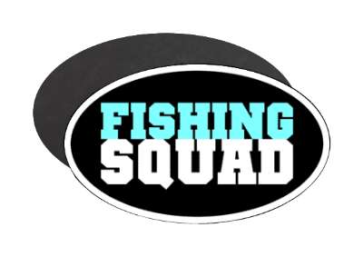 aqua black white bold team fishing squad stickers, magnet