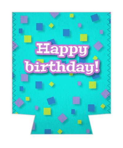 aqua fun happy birthday multicolor confetti stickers, magnet