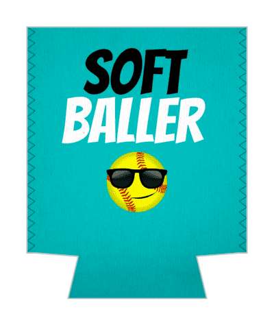 aqua softballer wordplay softball smiley shades stickers, magnet