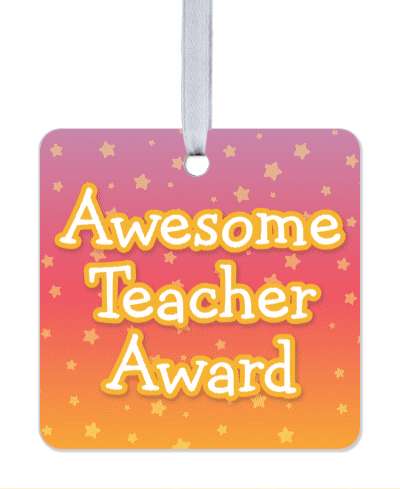 awesome teacher award cute stars pattern gradient colorful stickers, magnet