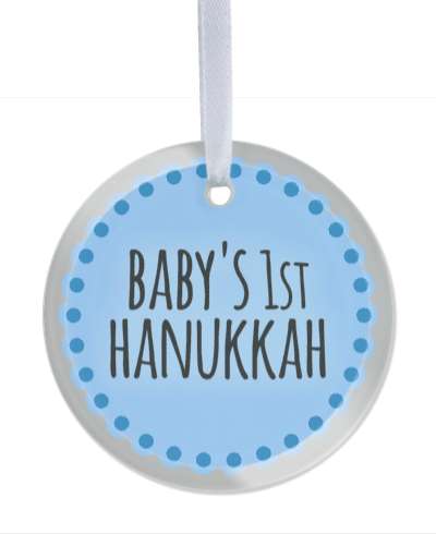 babys first hanukkah cute blue grey stickers, magnet