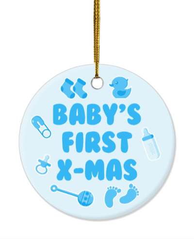 babys first xmas christmas cute blue stickers, magnet