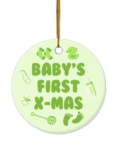 babys first xmas christmas cute green stickers, magnet