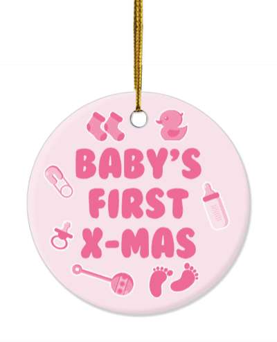 babys first xmas christmas cute pink stickers, magnet