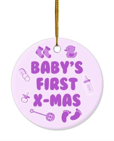 babys first xmas christmas cute purple stickers, magnet