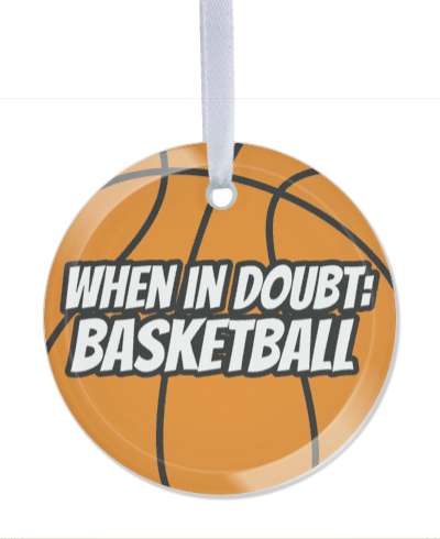 ball when in doubt basketball brown stickers, magnet