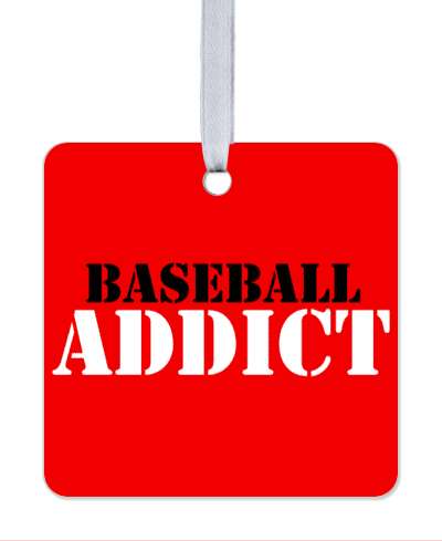 baseball addict stencil red white black stickers, magnet