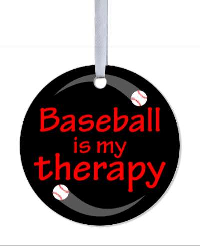 baseball is my therapy circle ball stickers, magnet