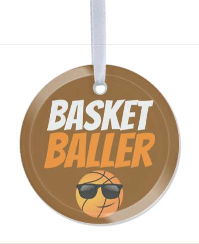 basket baller ball wearing sunglasses brown orange stickers, magnet