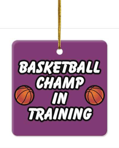 basketball champ in training sports ball purple stickers, magnet