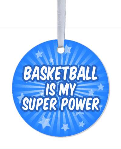 basketball is my super power stars burst blue white stickers, magnet