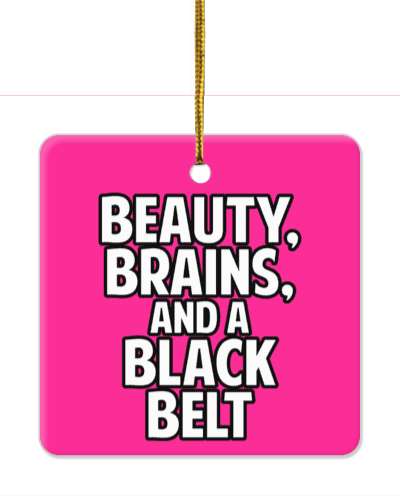 beauty brains and a black belt pink white stickers, magnet