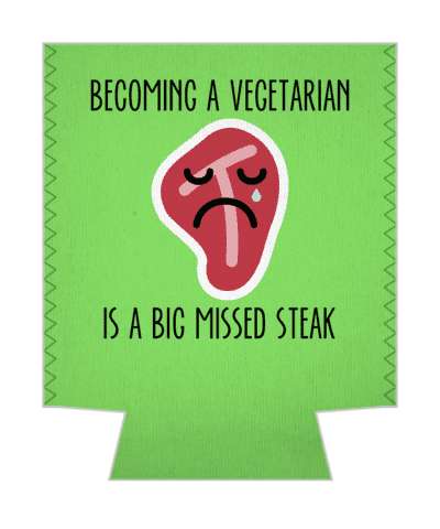 becoming a vegetarian is a big missed steak sad face pun stickers, magnet