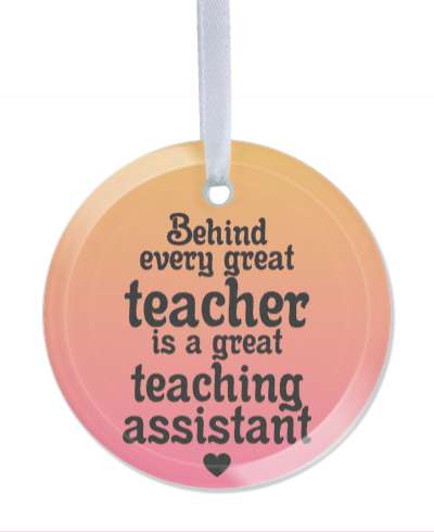 behind every great teacher is a great teaching assistant gradient heart stickers, magnet