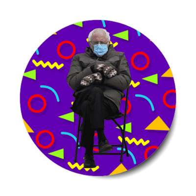 bernie sanders inauguration mittens mask chair 90s arcade pattern stickers, magnet