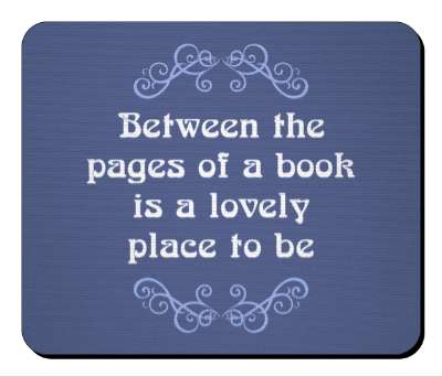 between the pages of a book is a lovely place to be fancy blue stickers, magnet