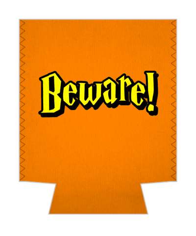 beware orange yellow halloween fun stickers, magnet