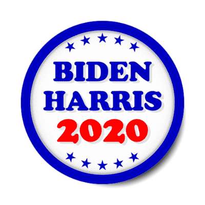 biden harris 2020 dark blue border stars sticker