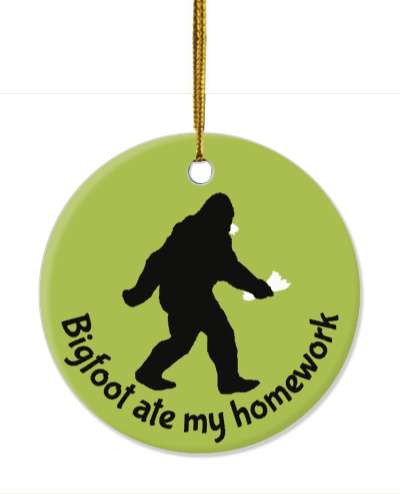 bigfoot ate my homework excuse funny green stickers, magnet