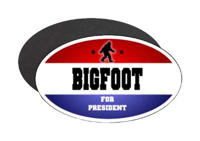 bigfoot for president silhouette classic red white blue campaign oval stickers, magnet