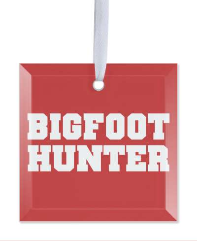 bigfoot hunter red bold white stickers, magnet