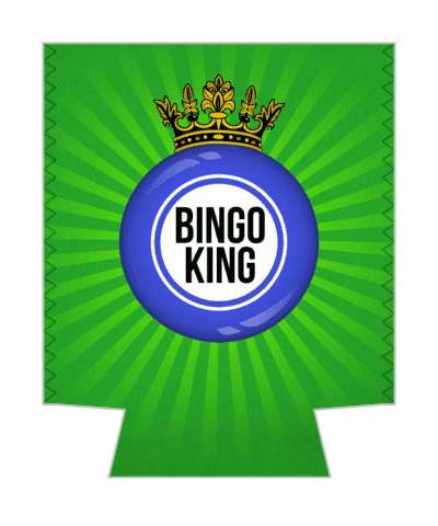 bingo king crown bingo ball rays green stickers, magnet