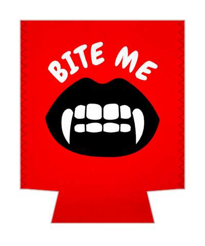 bite me black lips fangs red stickers, magnet