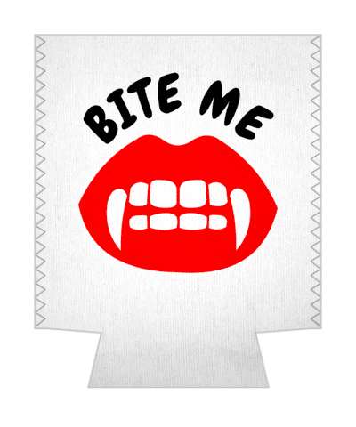 bite me red lips fangs white stickers, magnet