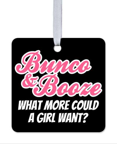 black bunco and booze what more could a girl want cursive stickers, magnet