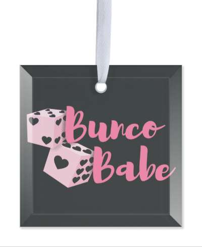 black bunco babe heart dice pink stickers, magnet