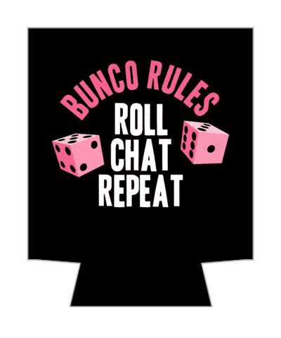 black bunco rules roll chat repeat pink dice stickers, magnet