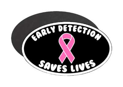 black early detection saves lives slogan pink breast cancer awareness ribbon stickers, magnet