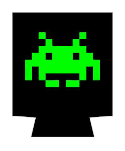 black green space invaders alien stickers, magnet