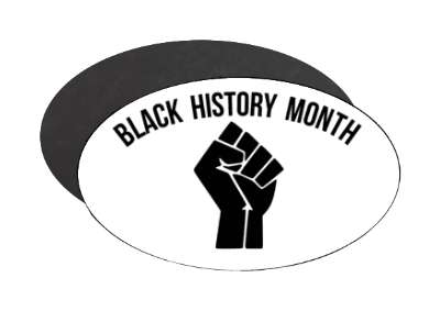 black history month raised fist classic black white stickers, magnet