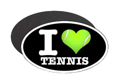 black i love tennis tennisball white stickers, magnet