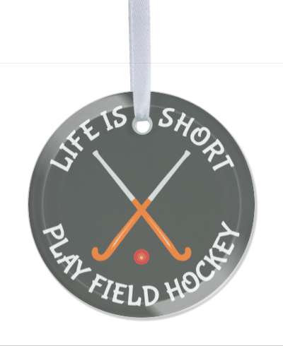 black life is short play field hockey crossed sticks stickers, magnet