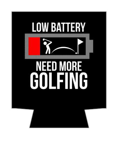black low battery need more golfing fan recharge golfer hitting ball into hole stickers, magnet
