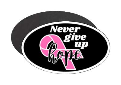 black never give up hope slogan pink breast cancer awareness ribbon stickers, magnet
