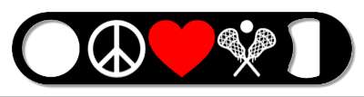 black peace love and lacrosse crossed sticks ball stickers, magnet