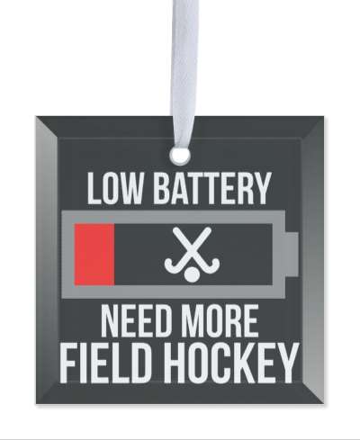 black progress bar low battery need more field hockey fan recharge crossed sticks stickers, magnet