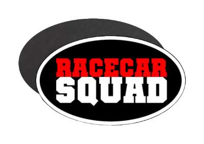 black red white racecar squad team bold stickers, magnet