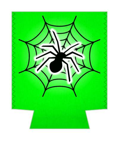 black spider web silhouette bright green stickers, magnet