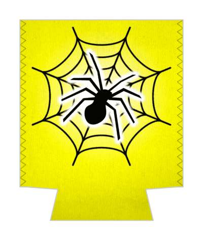 black spider web silhouette bright yellow stickers, magnet