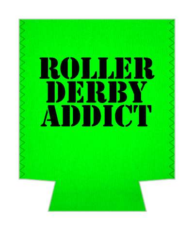 black stencil green roller derby addict stickers, magnet