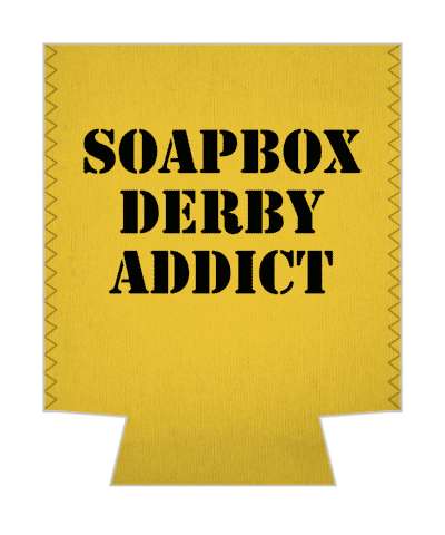 black stencil orange soapbox derby addict stickers, magnet