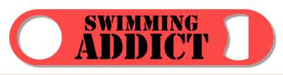 black stencil swimming addict red stickers, magnet